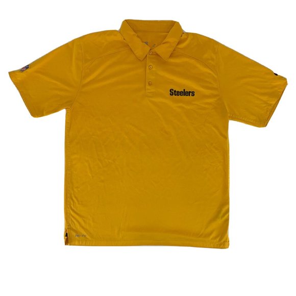 Men's Nike Dri-Fit Short Sleeve Polo Shirt NFL Pittsburgh Steelers‎ Yellow L - Picture 1 of 11
